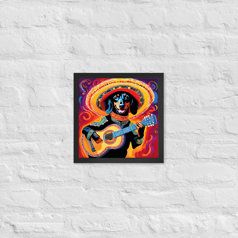 PugMug Custom Black Dachshund Framed Print