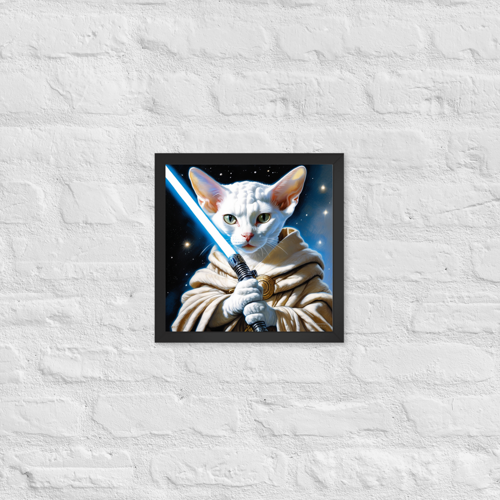 PugMug Custom White Devon Rex Cat Framed Print