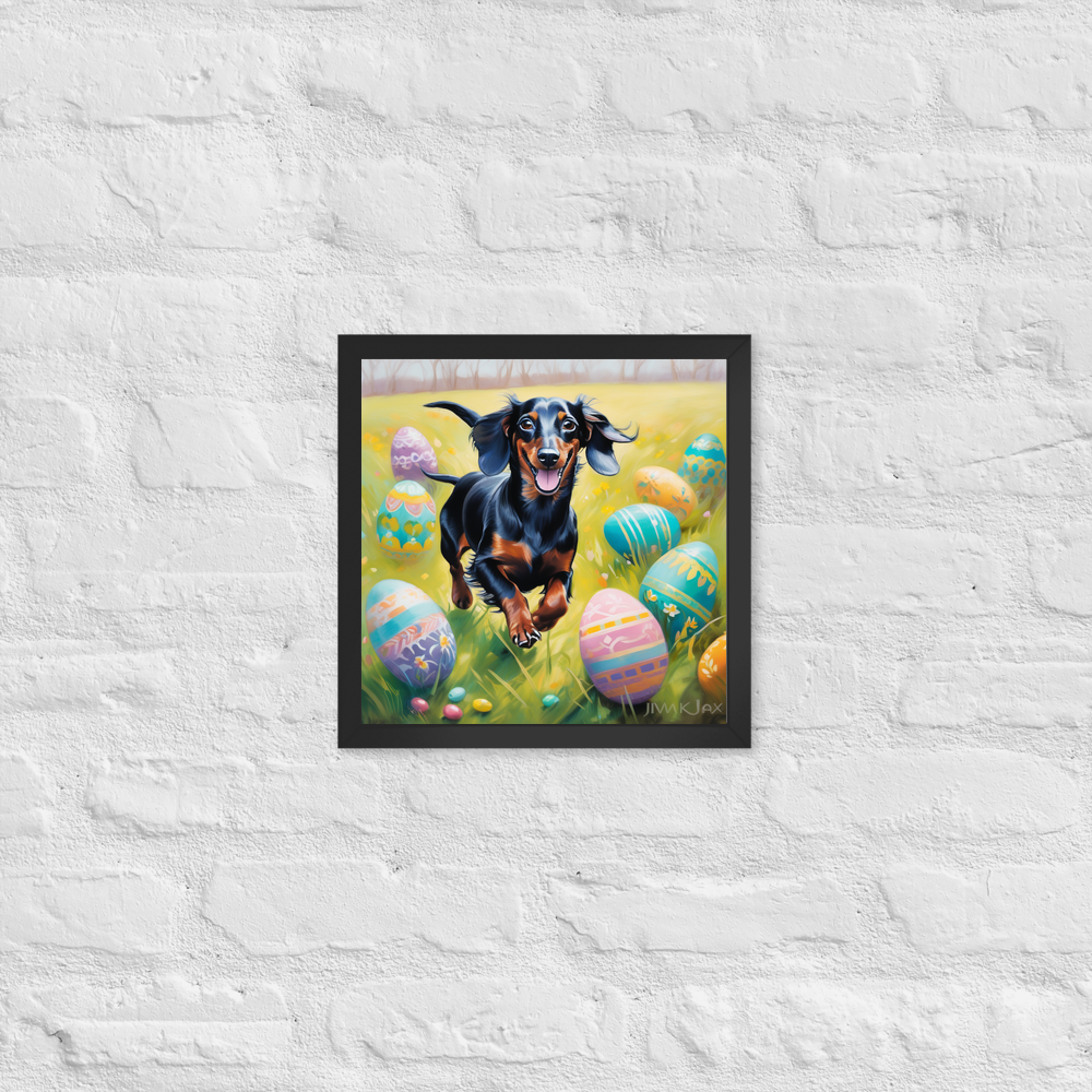 PugMug Custom Black Dachshund Framed Print