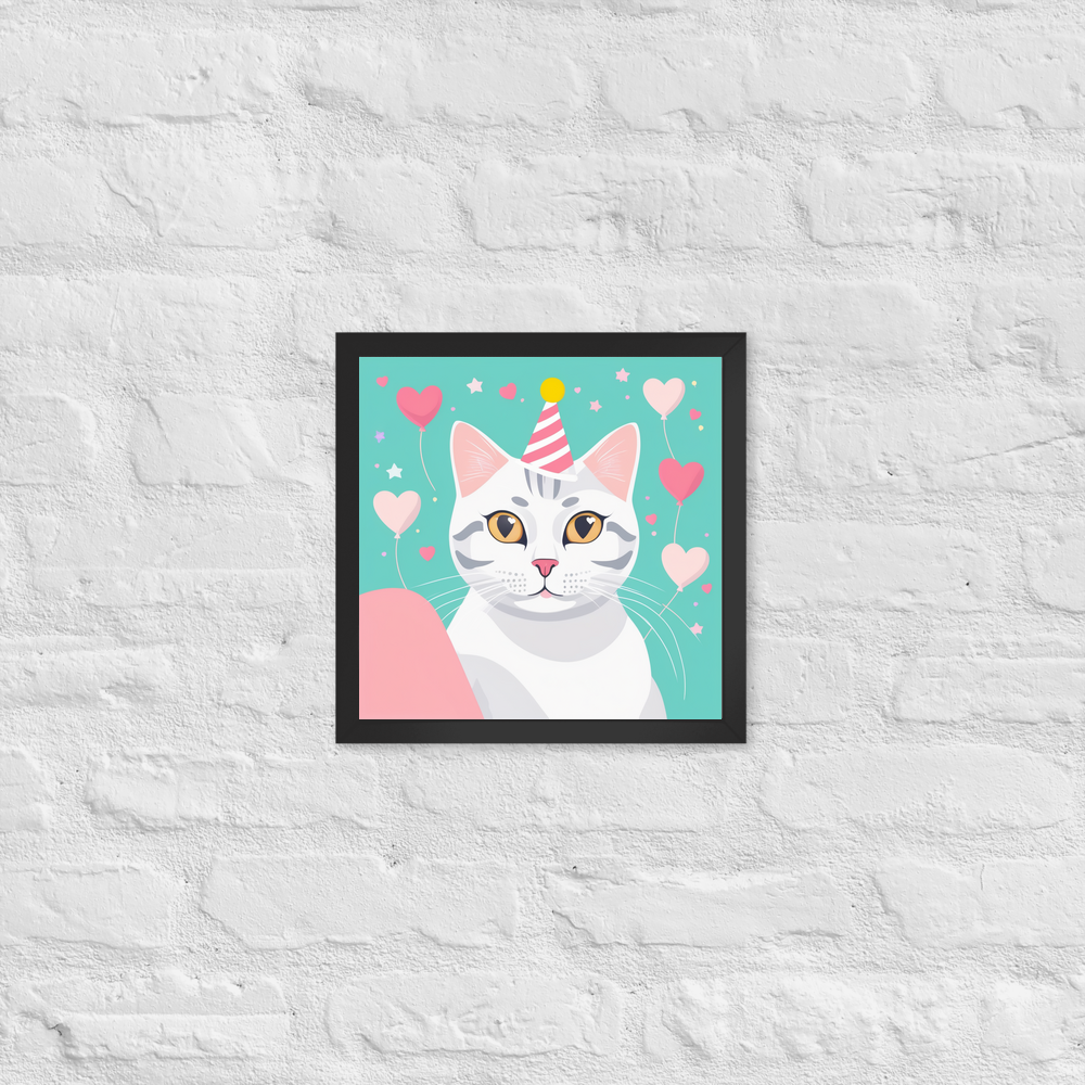 PugMug Custom White American Shorthair Cat Framed Print