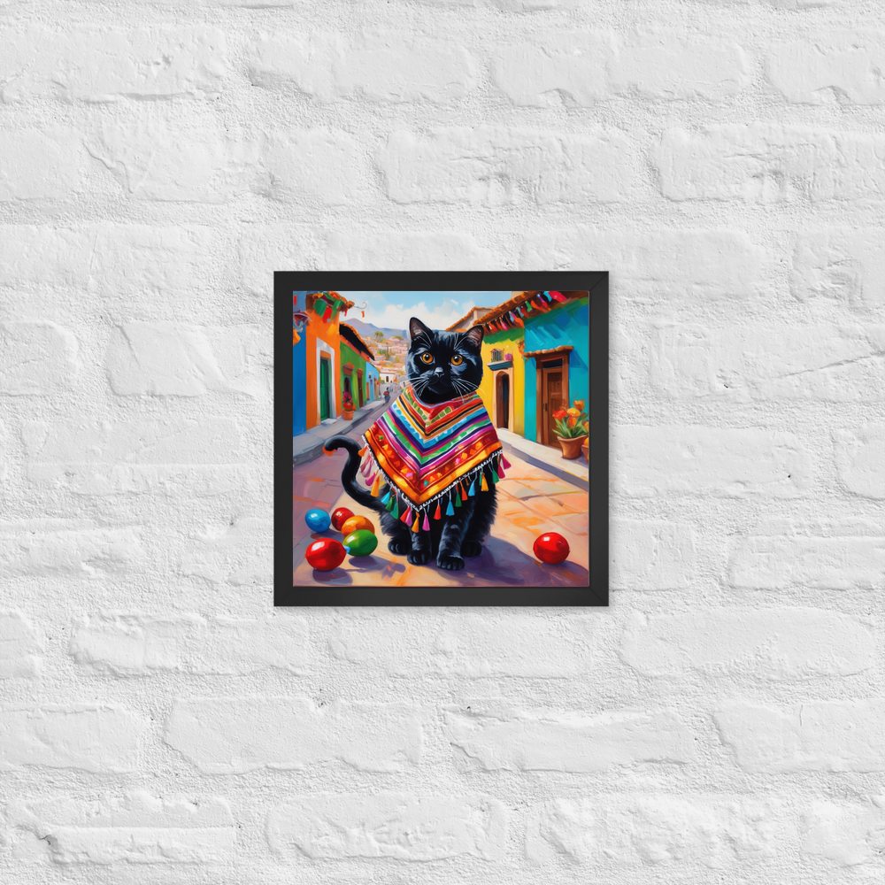 PugMug Custom Black Scottish Fold Cat Framed Print