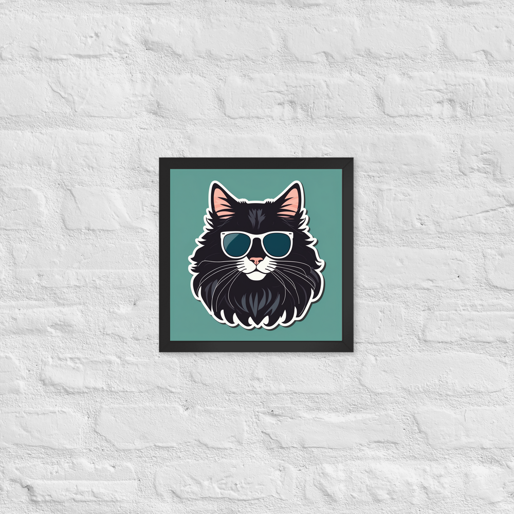 PugMug Custom Black Maine Coon Cat Framed Print