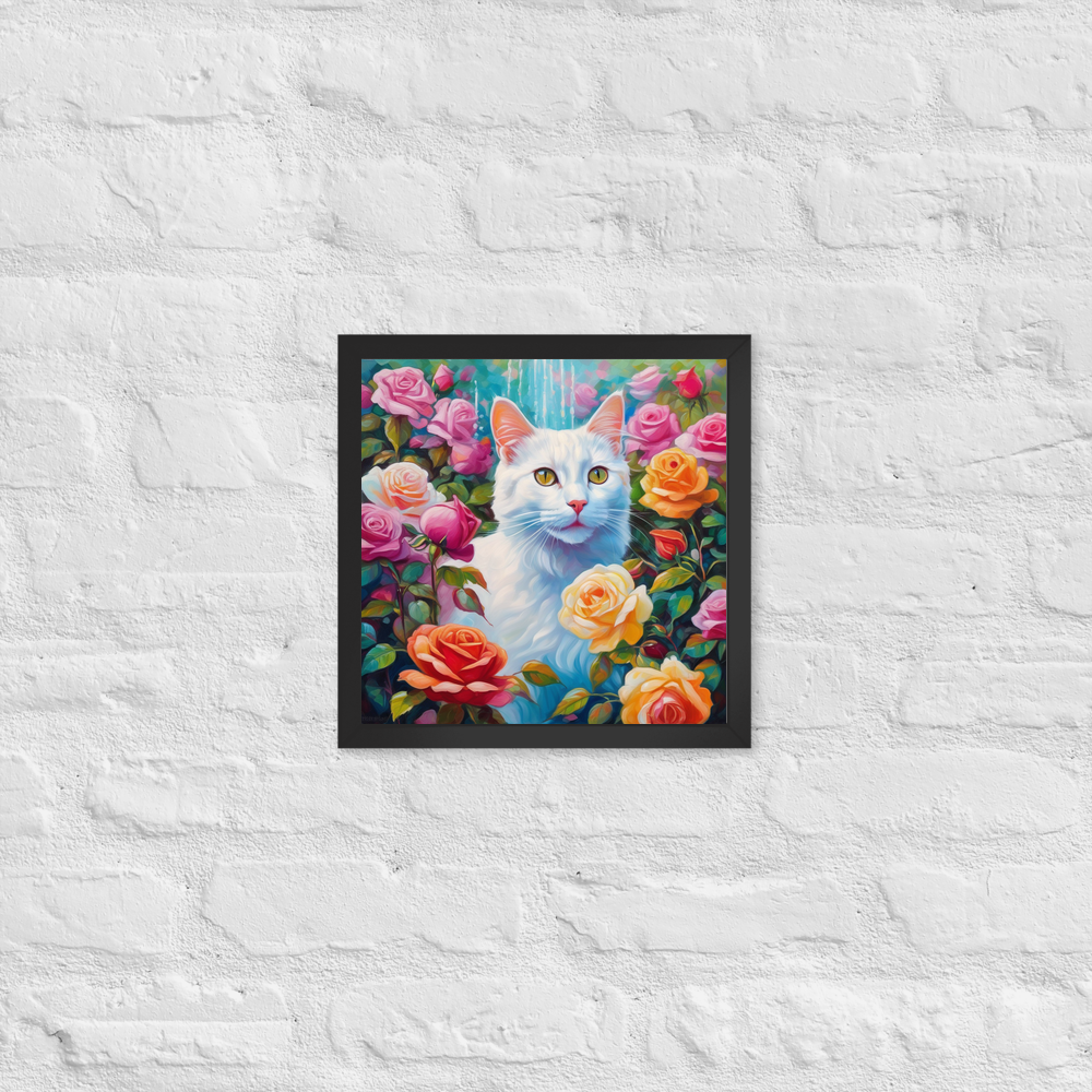 PugMug Custom White Companion Cat Framed Print