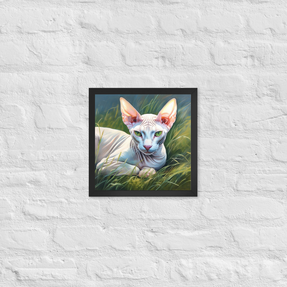 PugMug Custom White Sphynx Cat Framed Print