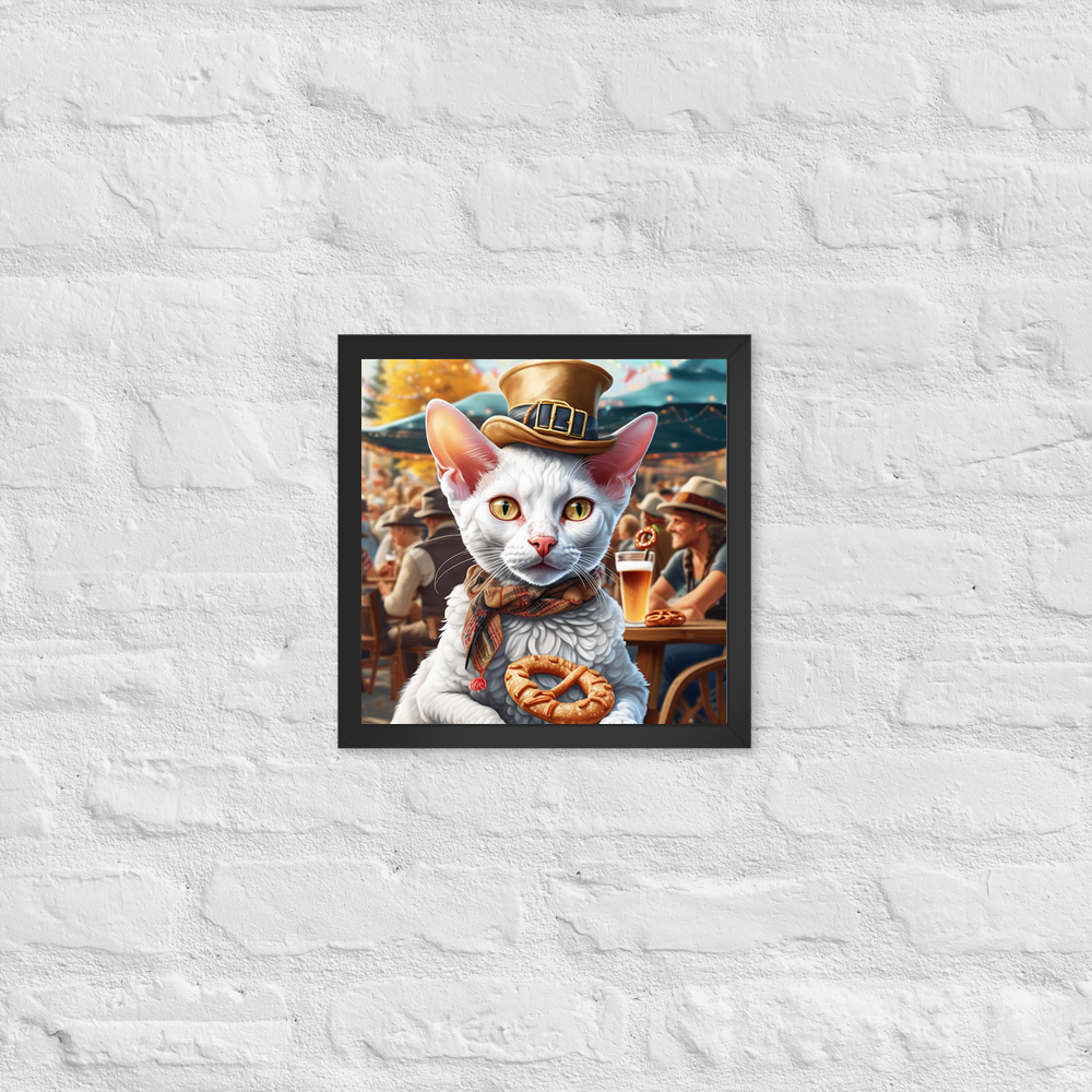 PugMug Custom White Devon Rex Cat Framed Print