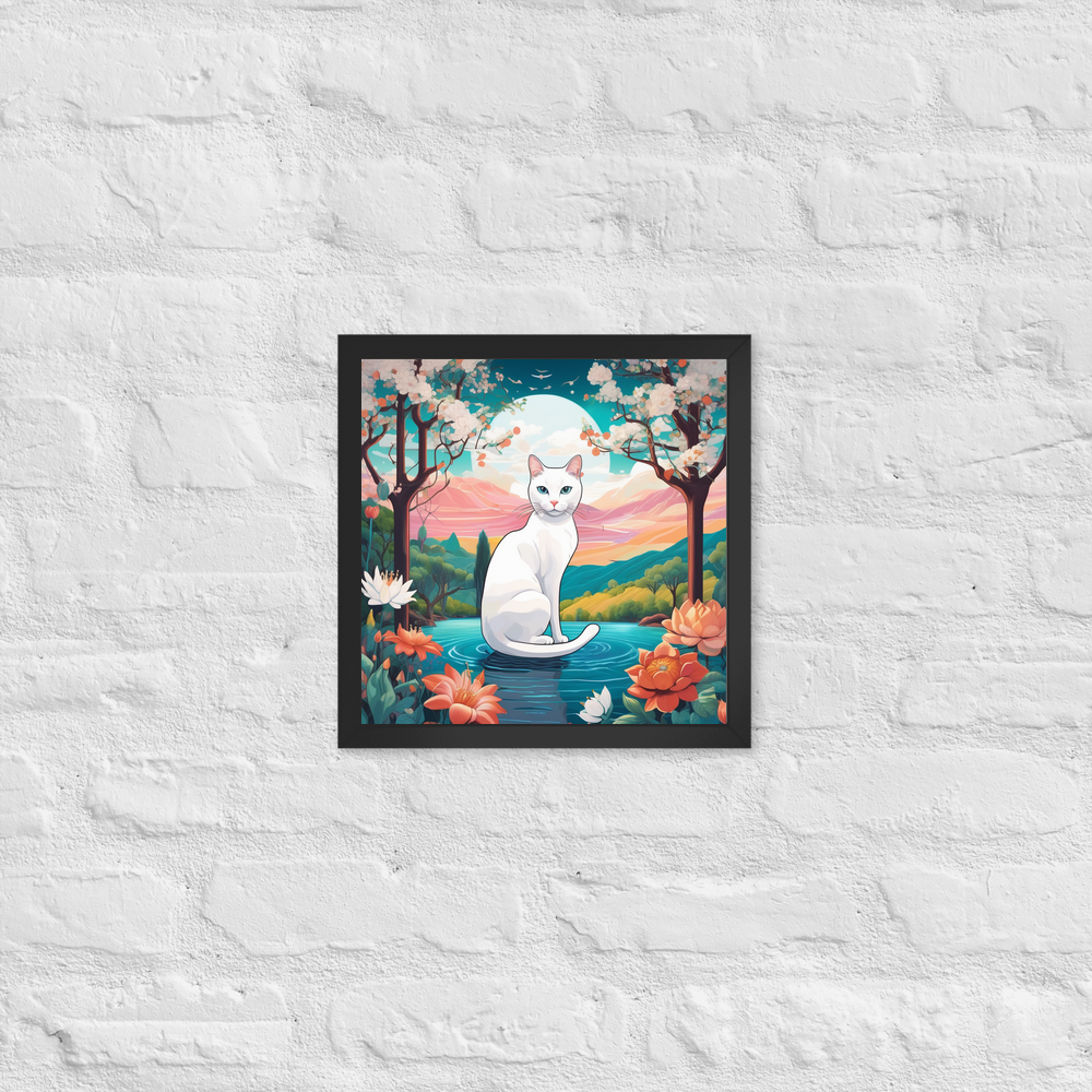 PugMug Custom White Companion Cat Framed Print