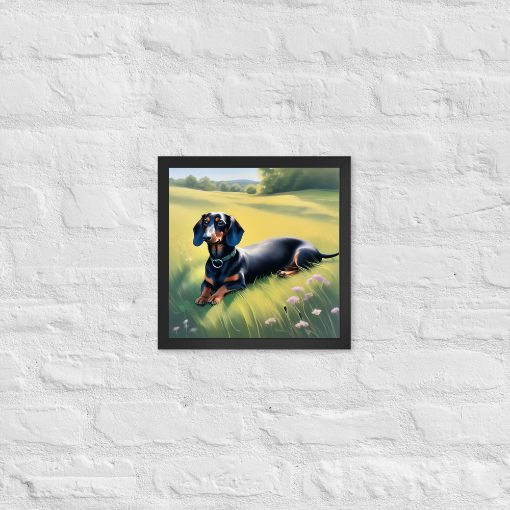 PugMug Custom Black Dachshund Framed Print