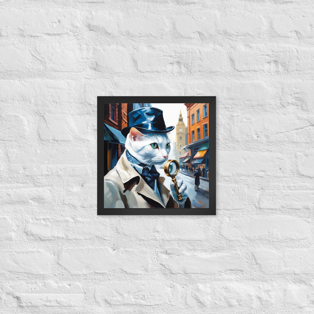 PugMug Custom White Companion Cat Framed Print