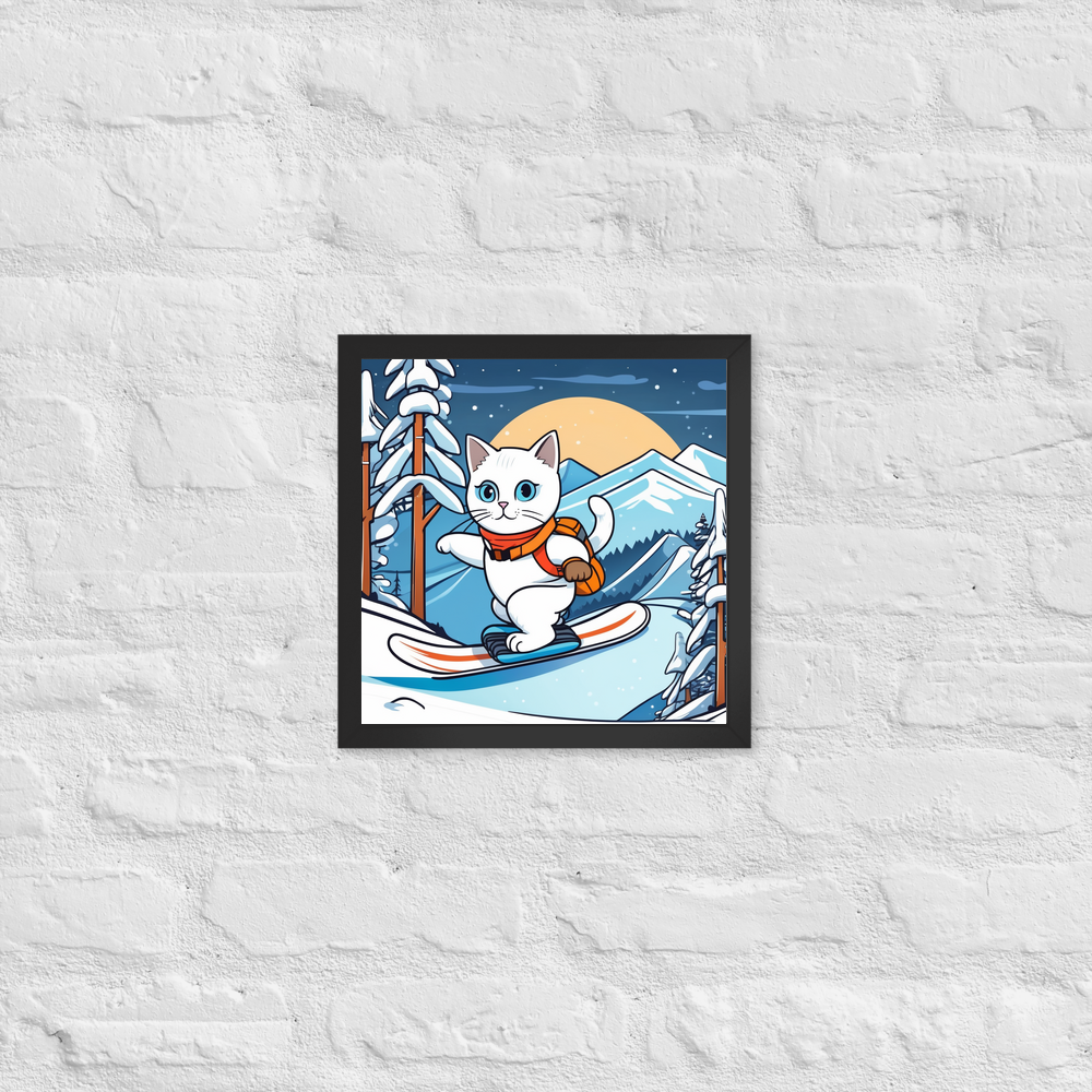 PugMug Custom White Companion Cat Framed Print