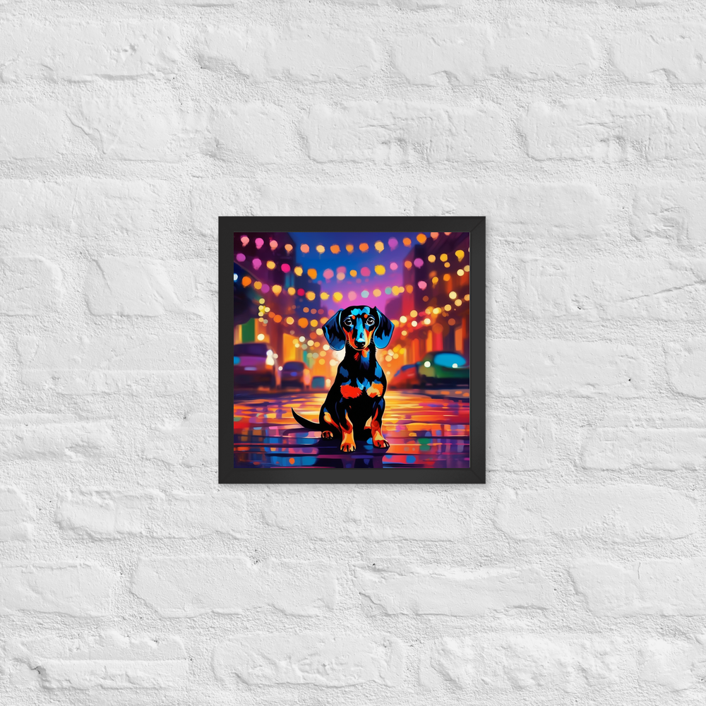 PugMug Custom Black Dachshund Framed Print