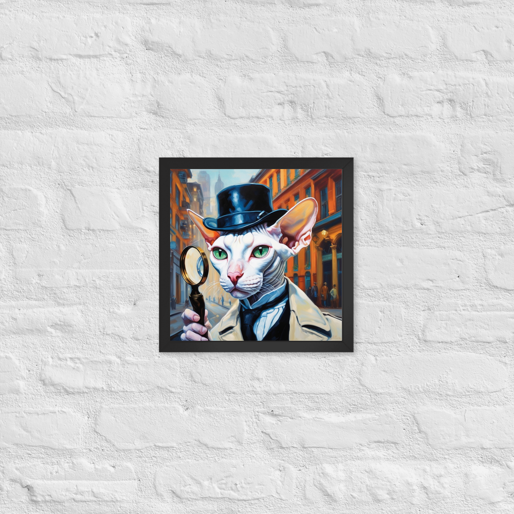 PugMug Custom White Sphynx Cat Framed Print