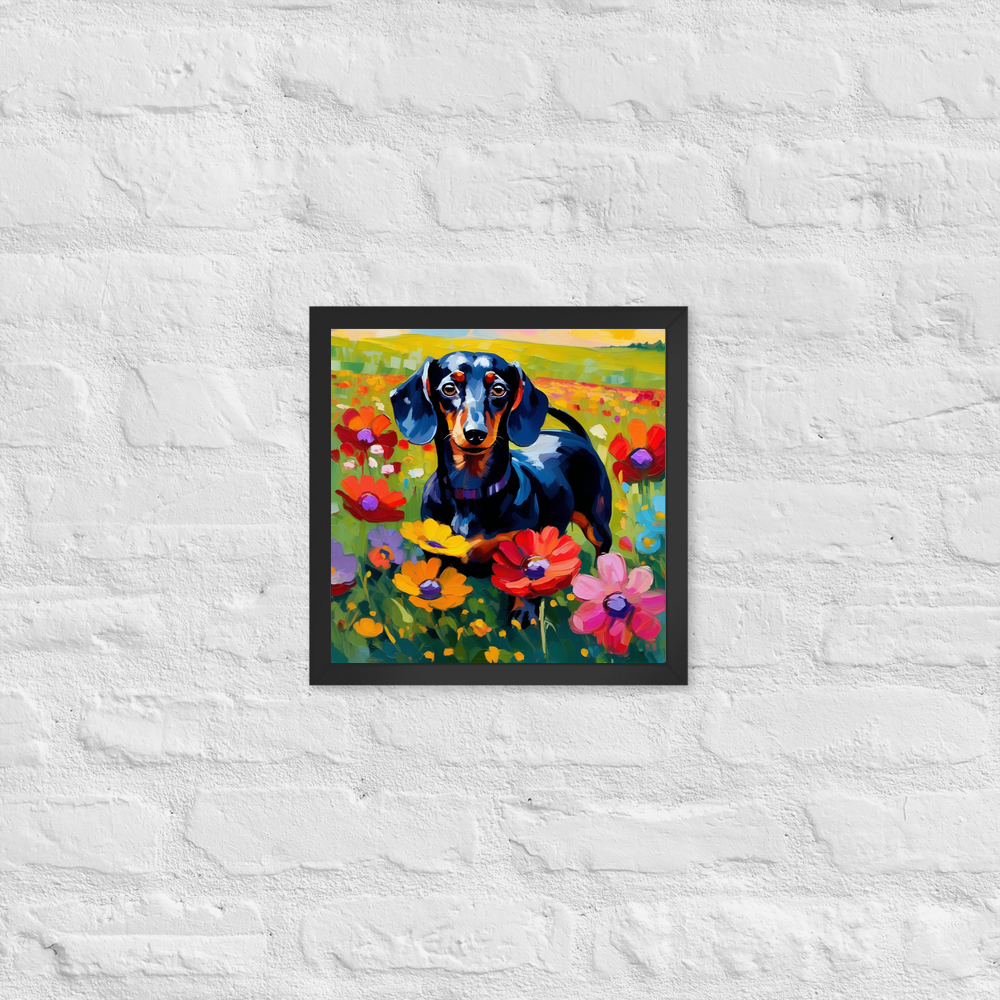 PugMug Custom Black Dachshund Framed Print