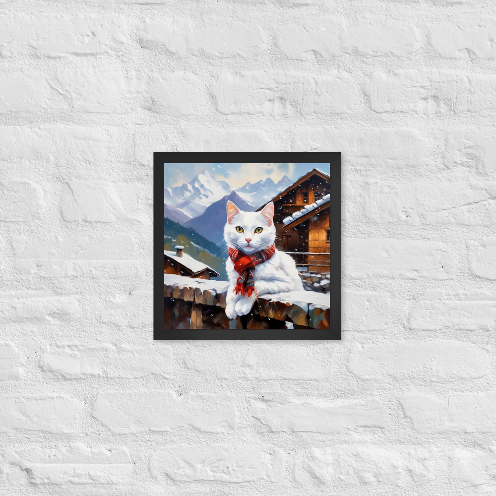 PugMug Custom White Companion Cat Framed Print