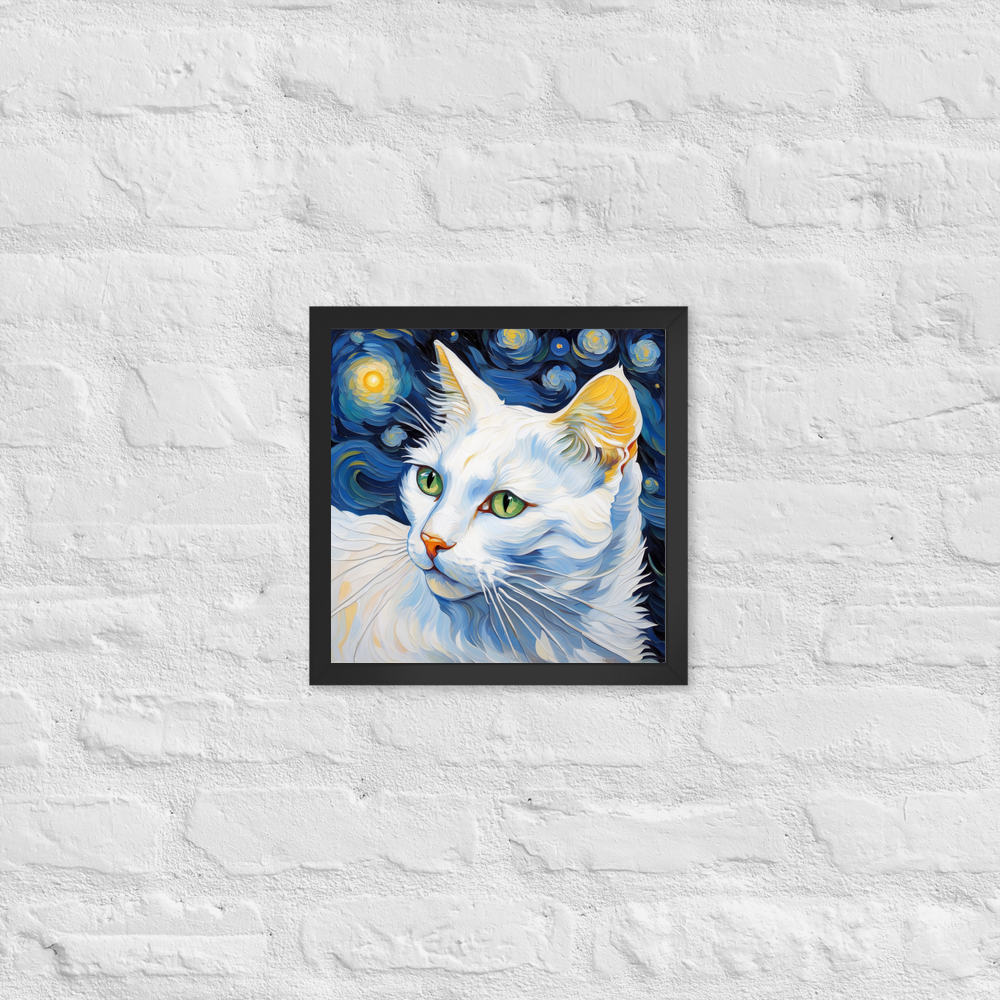 PugMug Custom White Companion Cat Framed Print