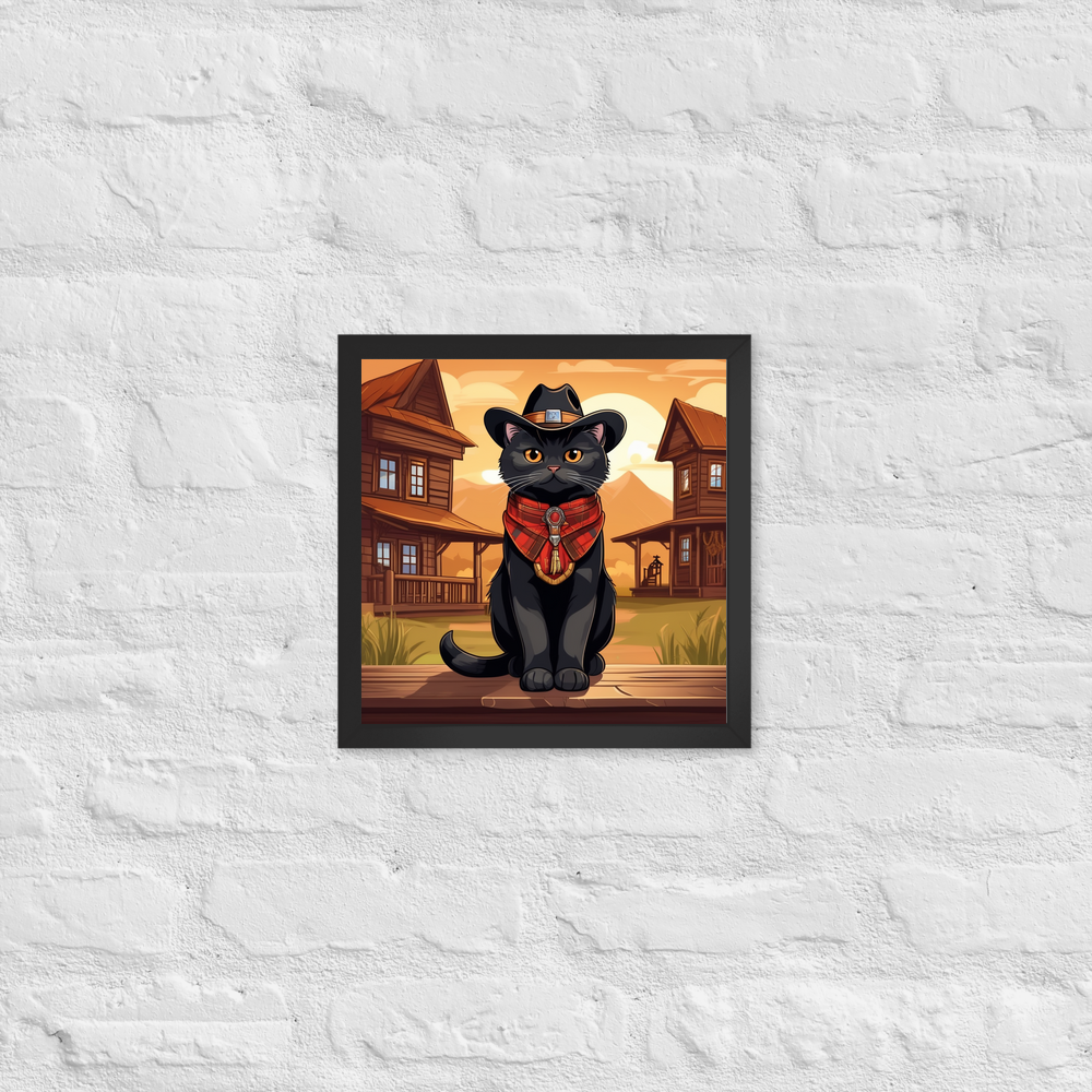 PugMug Custom Black Scottish Fold Cat Framed Print