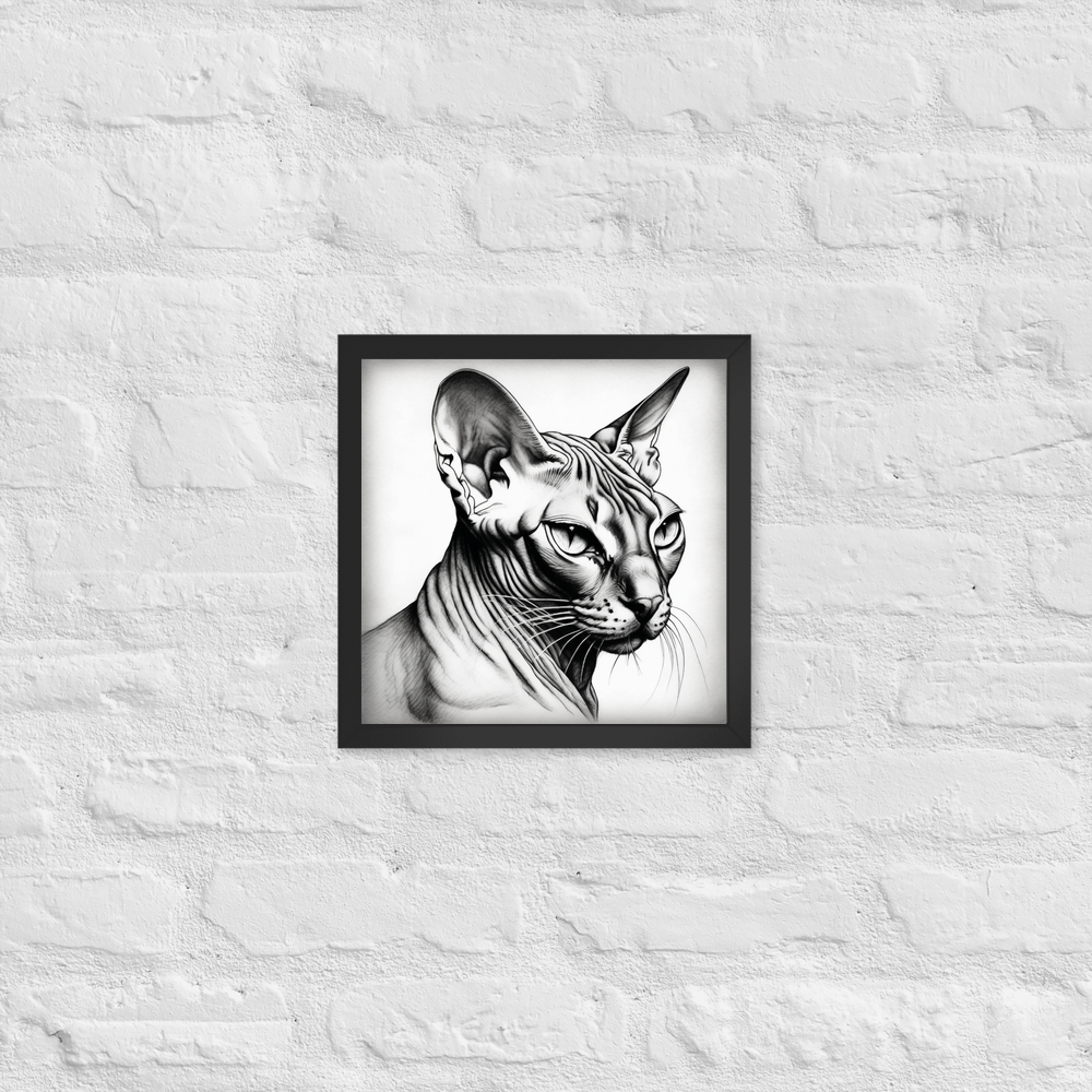 PugMug Custom Tabby Sphynx Cat Framed Print
