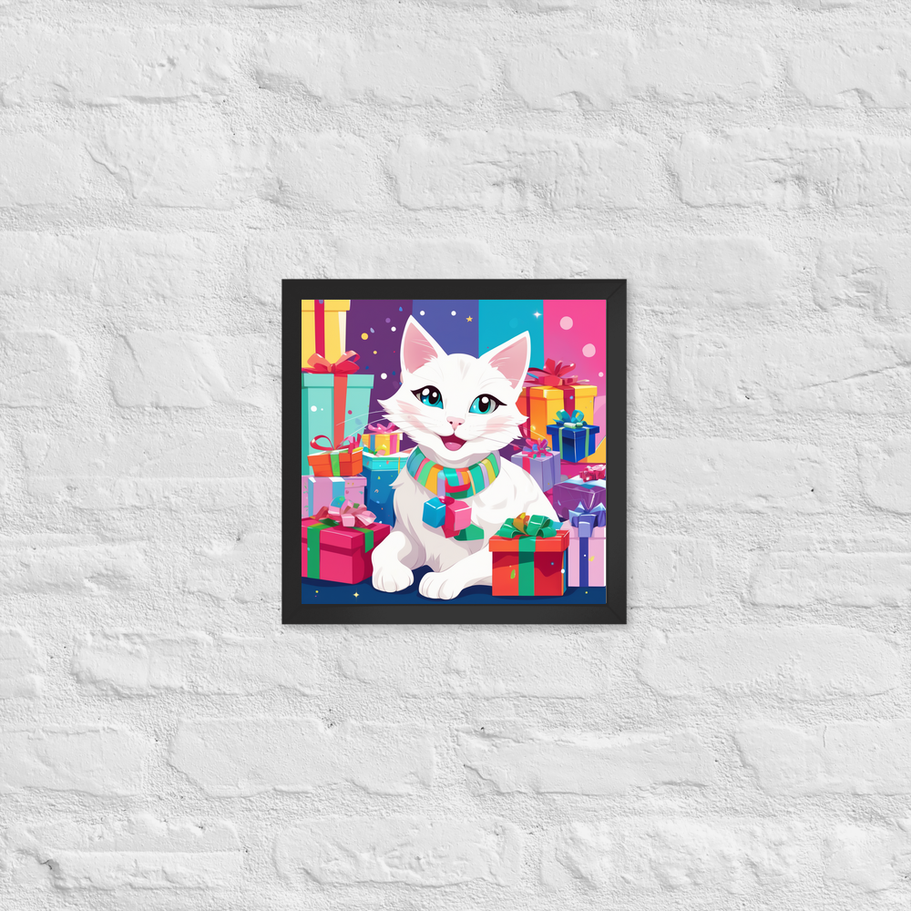 PugMug Custom White Companion Cat Framed Print