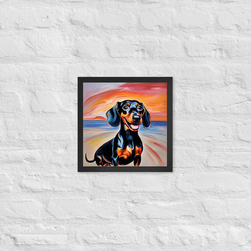 PugMug Custom Black Dachshund Framed Print