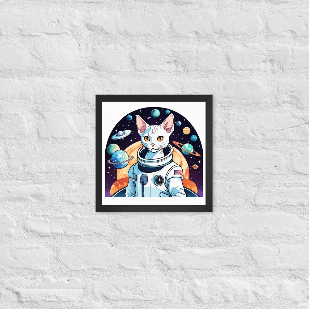 PugMug Custom White Devon Rex Cat Framed Print