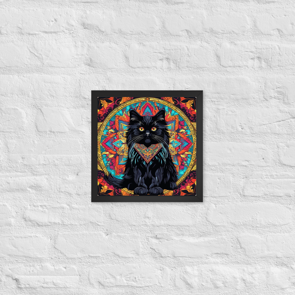 PugMug Custom Black Persian Cat Framed Print