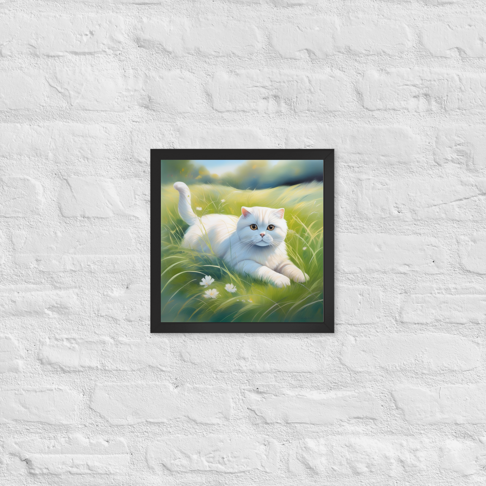 PugMug Custom White Scottish Fold Cat Framed Print