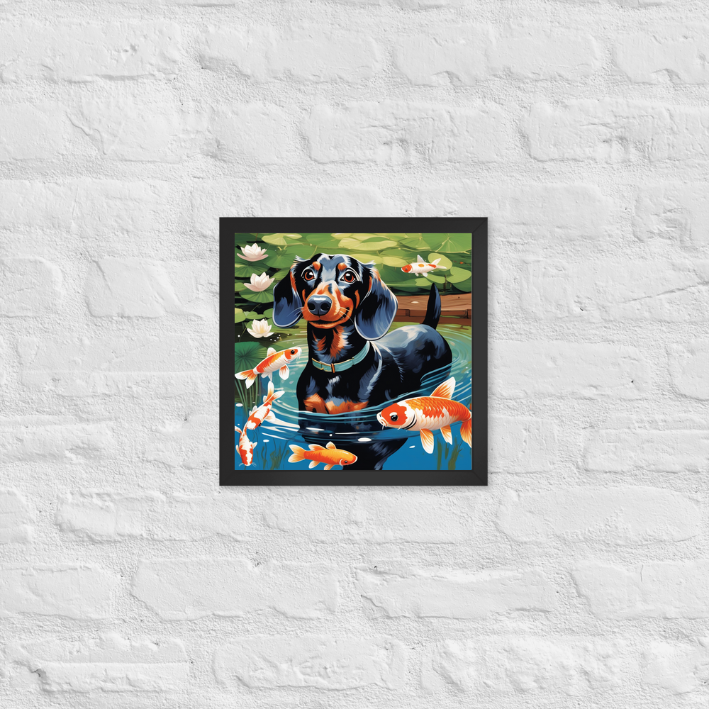 PugMug Custom Black Dachshund Framed Print