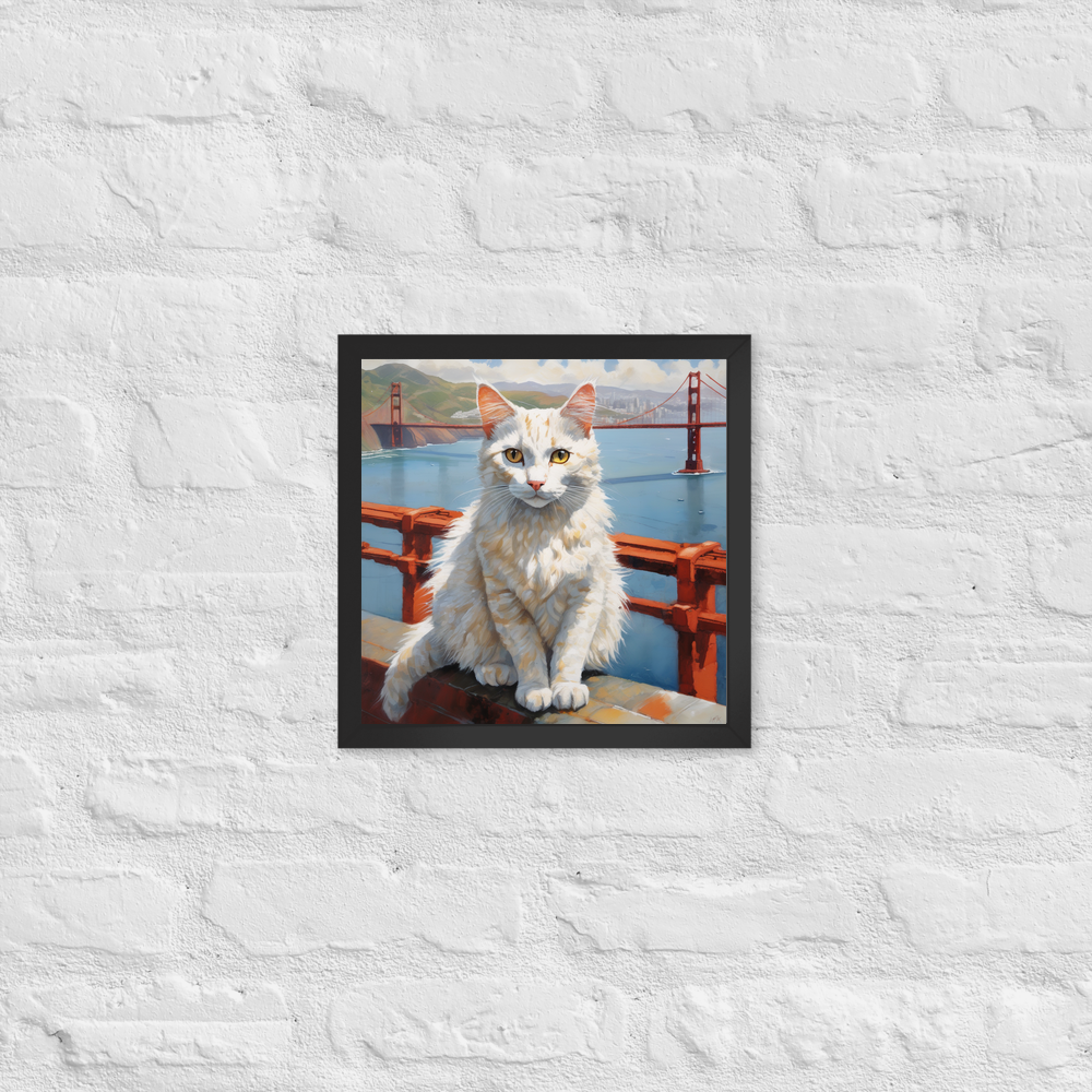 PugMug Custom White Companion Cat Framed Print