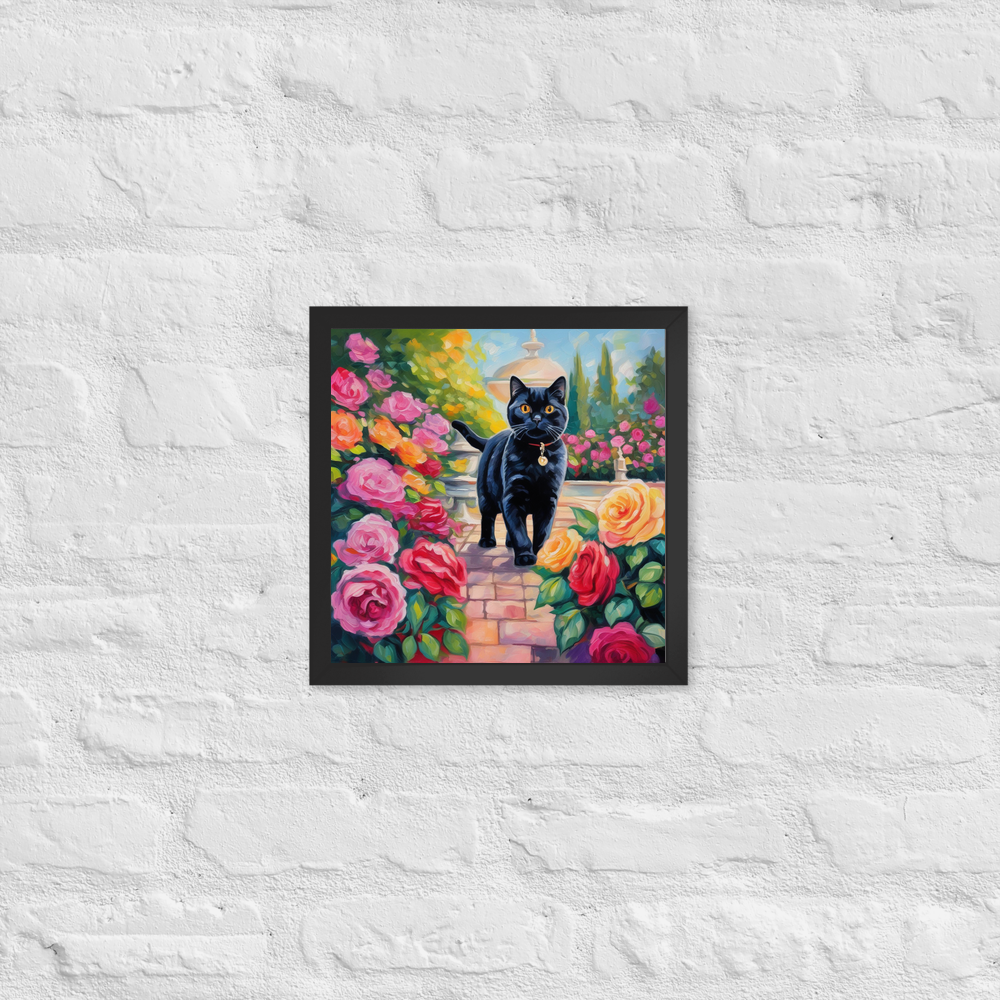 PugMug Custom Black Scottish Fold Cat Framed Print