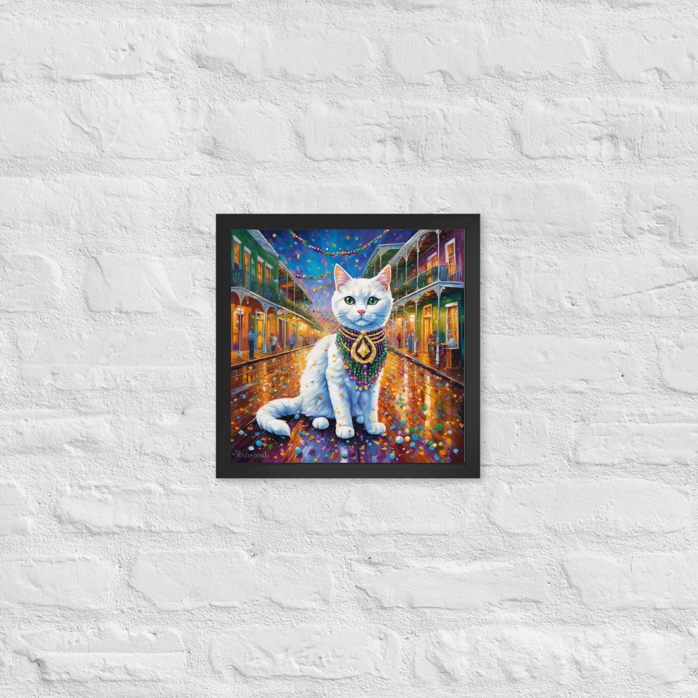 PugMug Custom White Companion Cat Framed Print