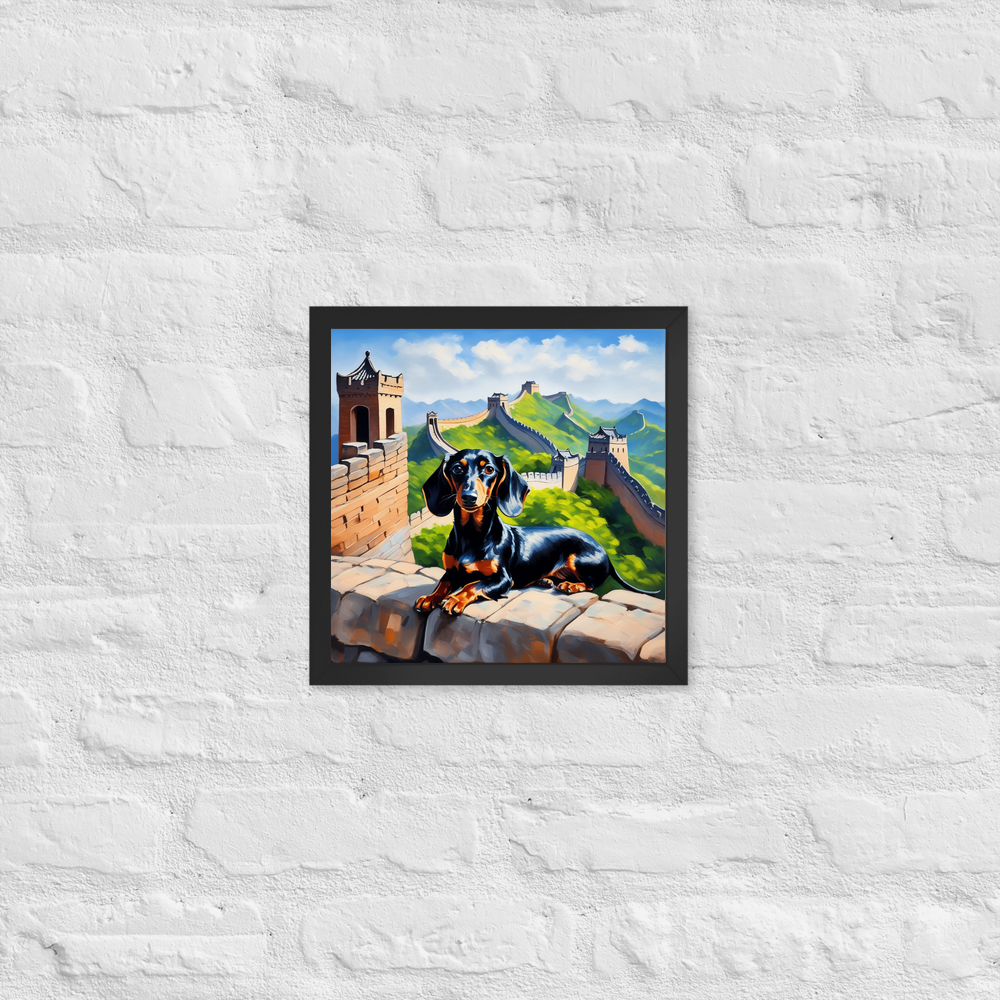 PugMug Custom Black Dachshund Framed Print