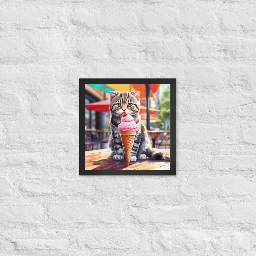 PugMug Custom Tabby Scottish Fold Cat Framed Print