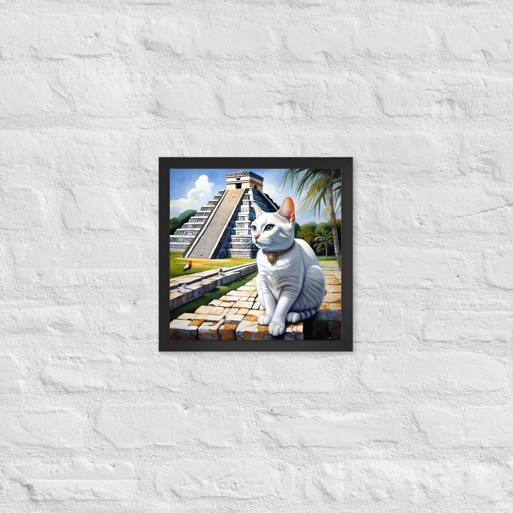 PugMug Custom White Companion Cat Framed Print