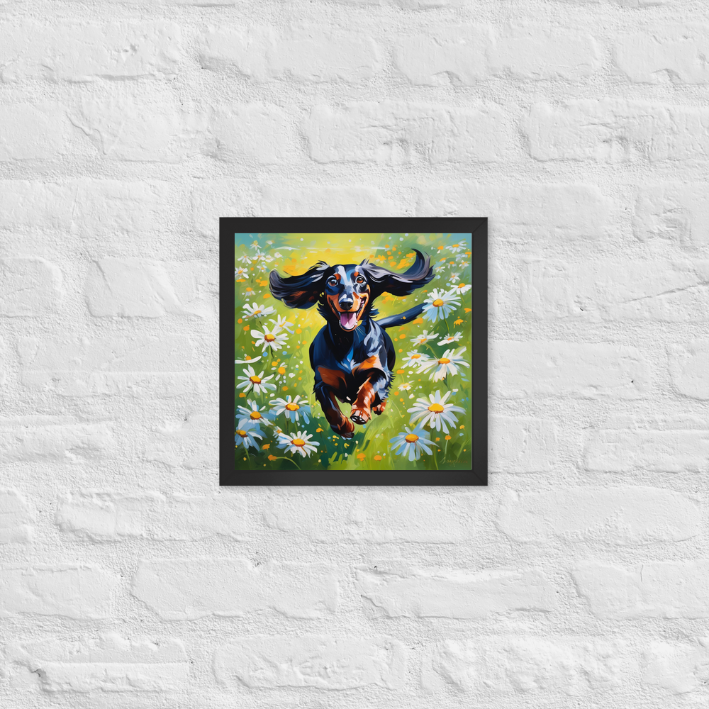 PugMug Custom Black Dachshund Framed Print