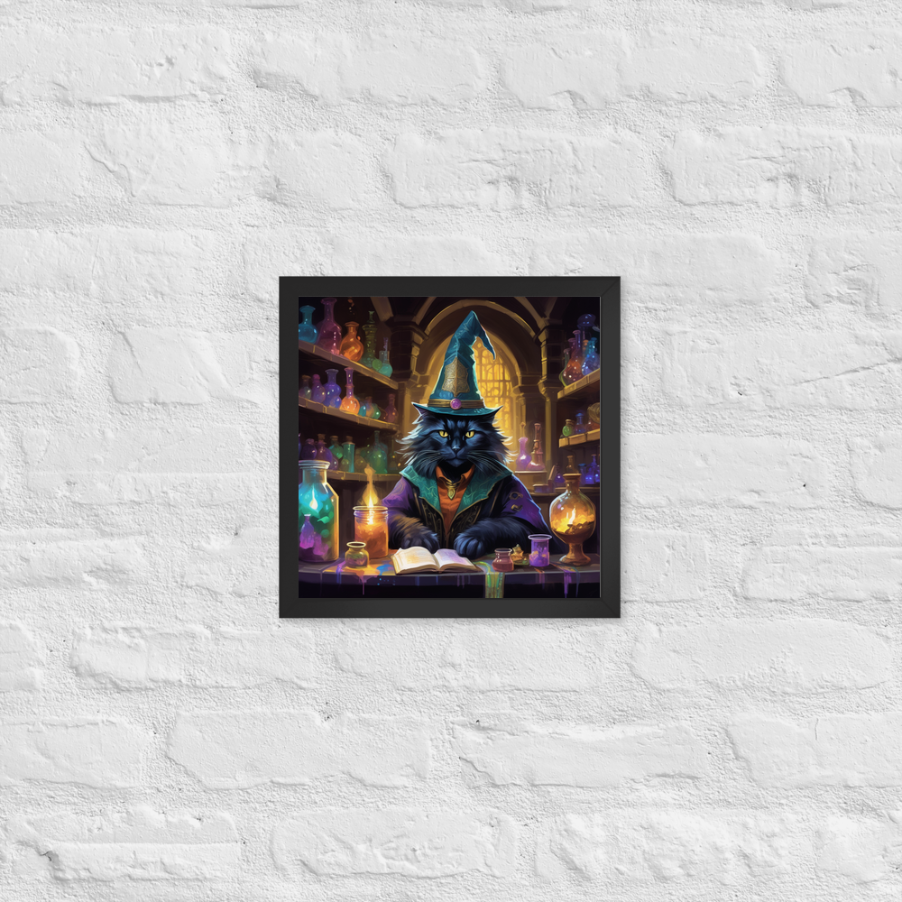 PugMug Custom Black Maine Coon Cat Framed Print