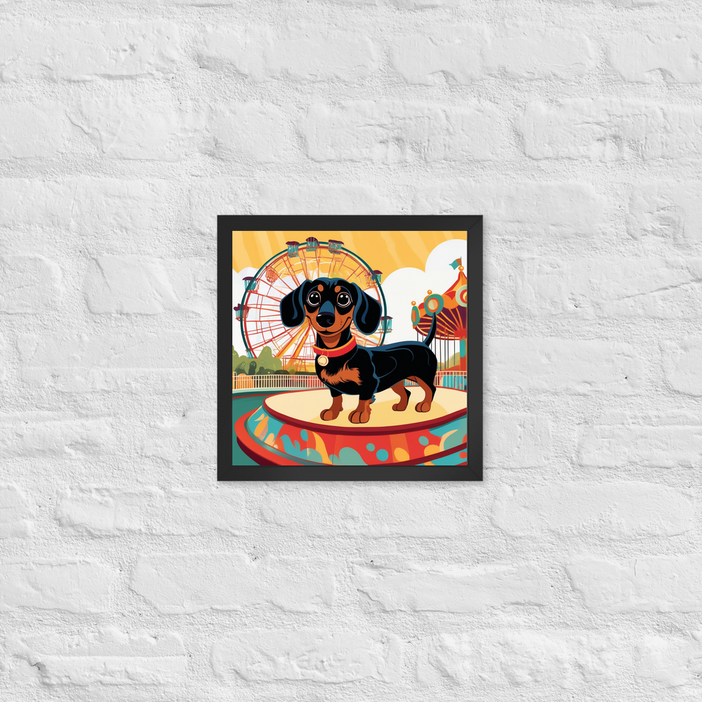 PugMug Custom Black Dachshund Framed Print