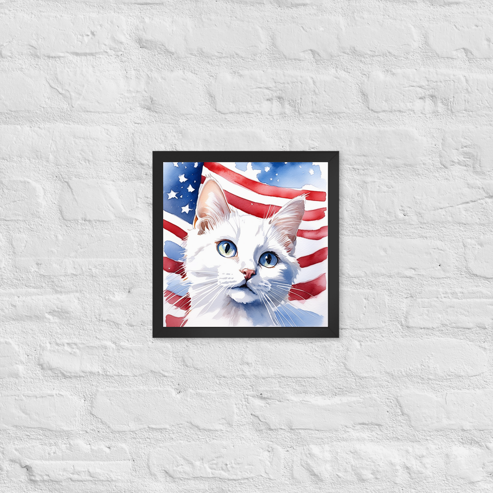 PugMug Custom White Companion Cat Framed Print