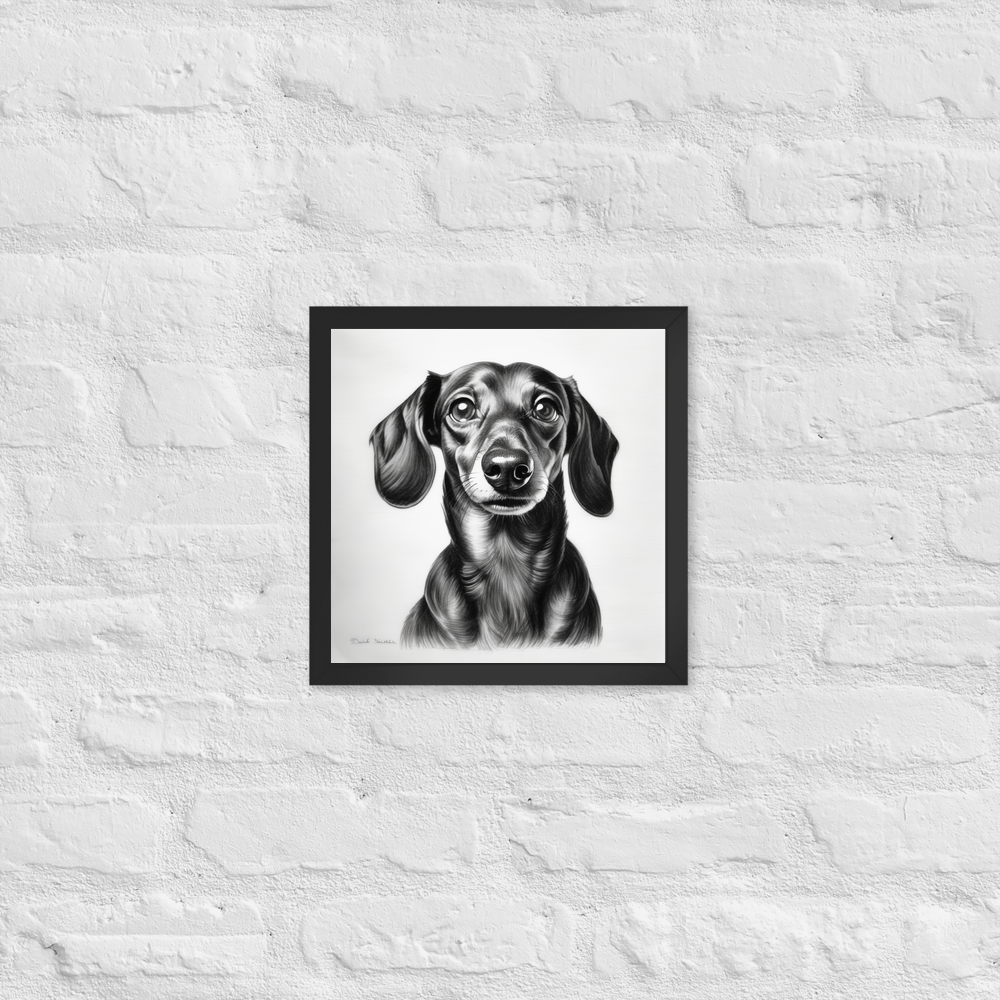 PugMug Custom Black Dachshund Framed Print