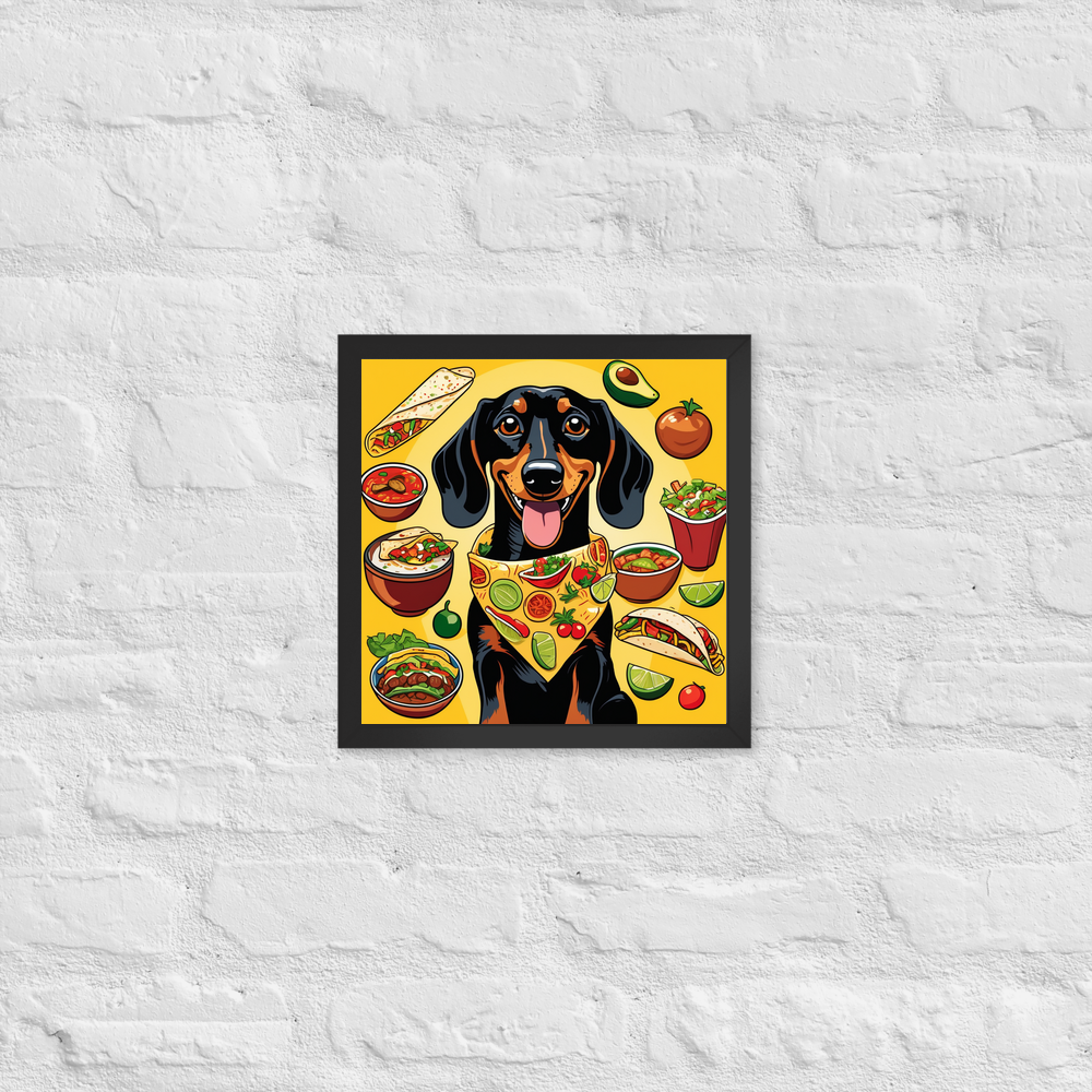 PugMug Custom Black Dachshund Framed Print