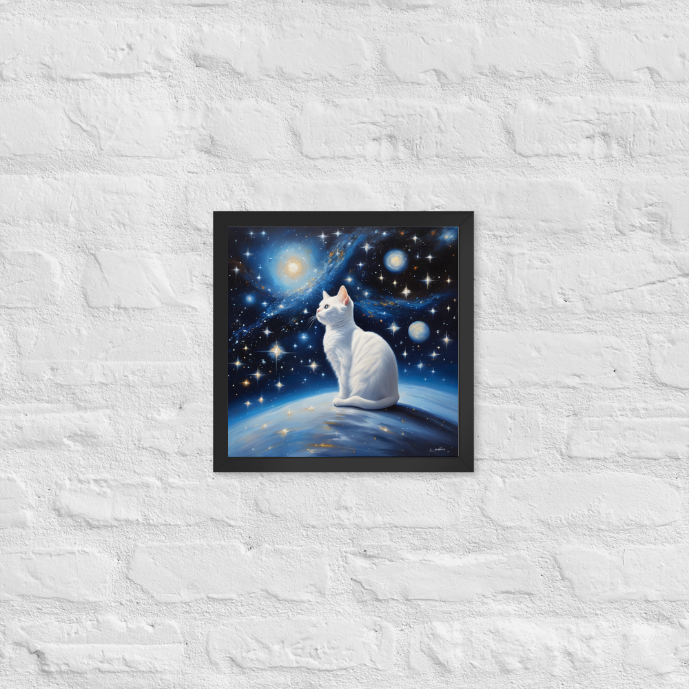 PugMug Custom White Companion Cat Framed Print