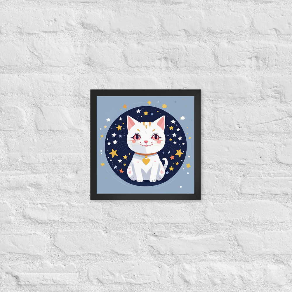 PugMug Custom White Companion Cat Framed Print