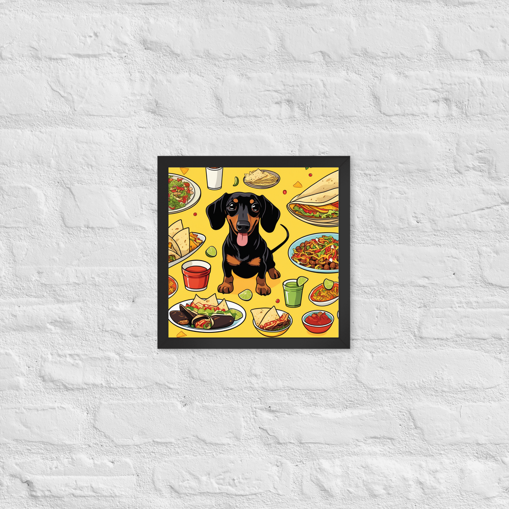 PugMug Custom Black Dachshund Framed Print