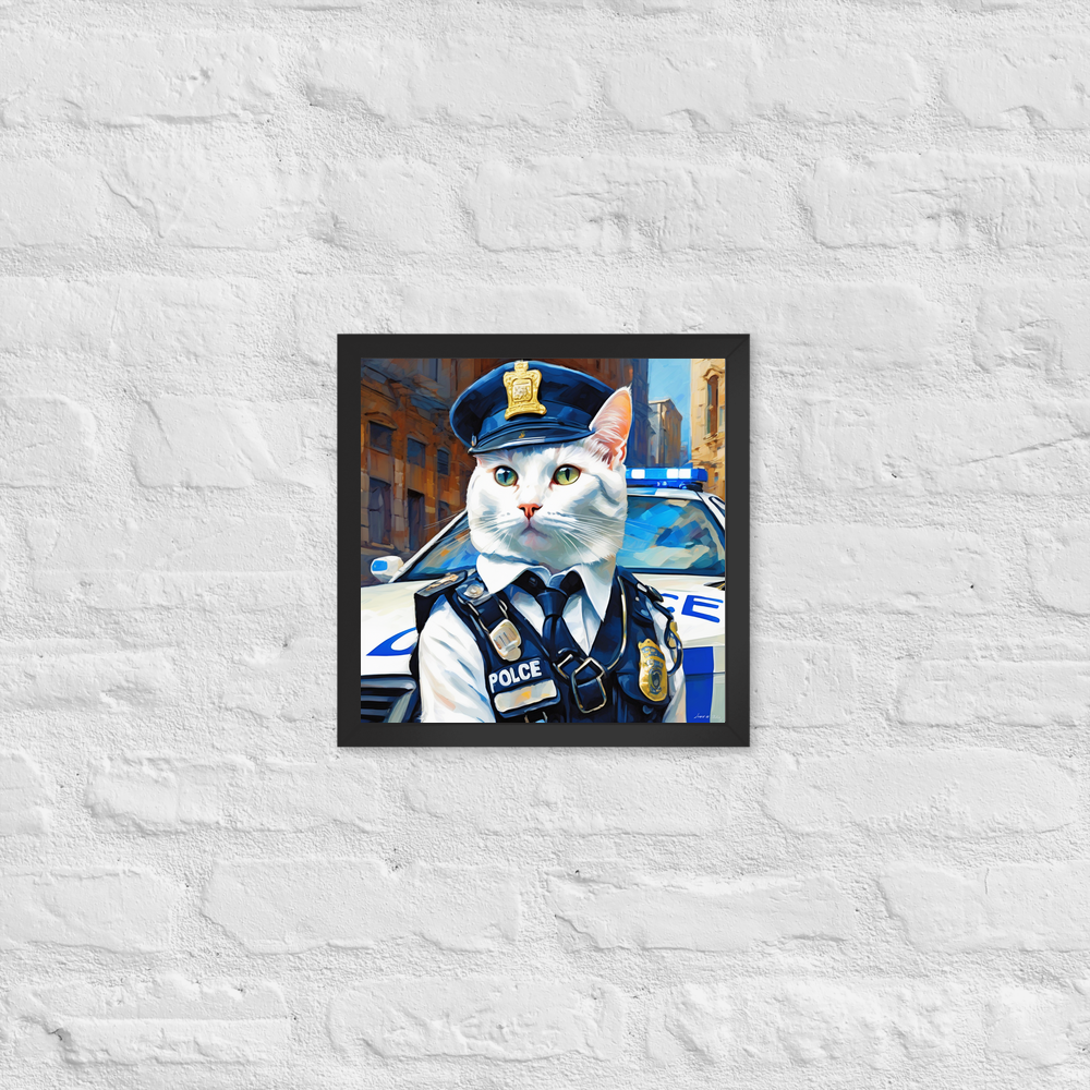 PugMug Custom White Companion Cat Framed Print