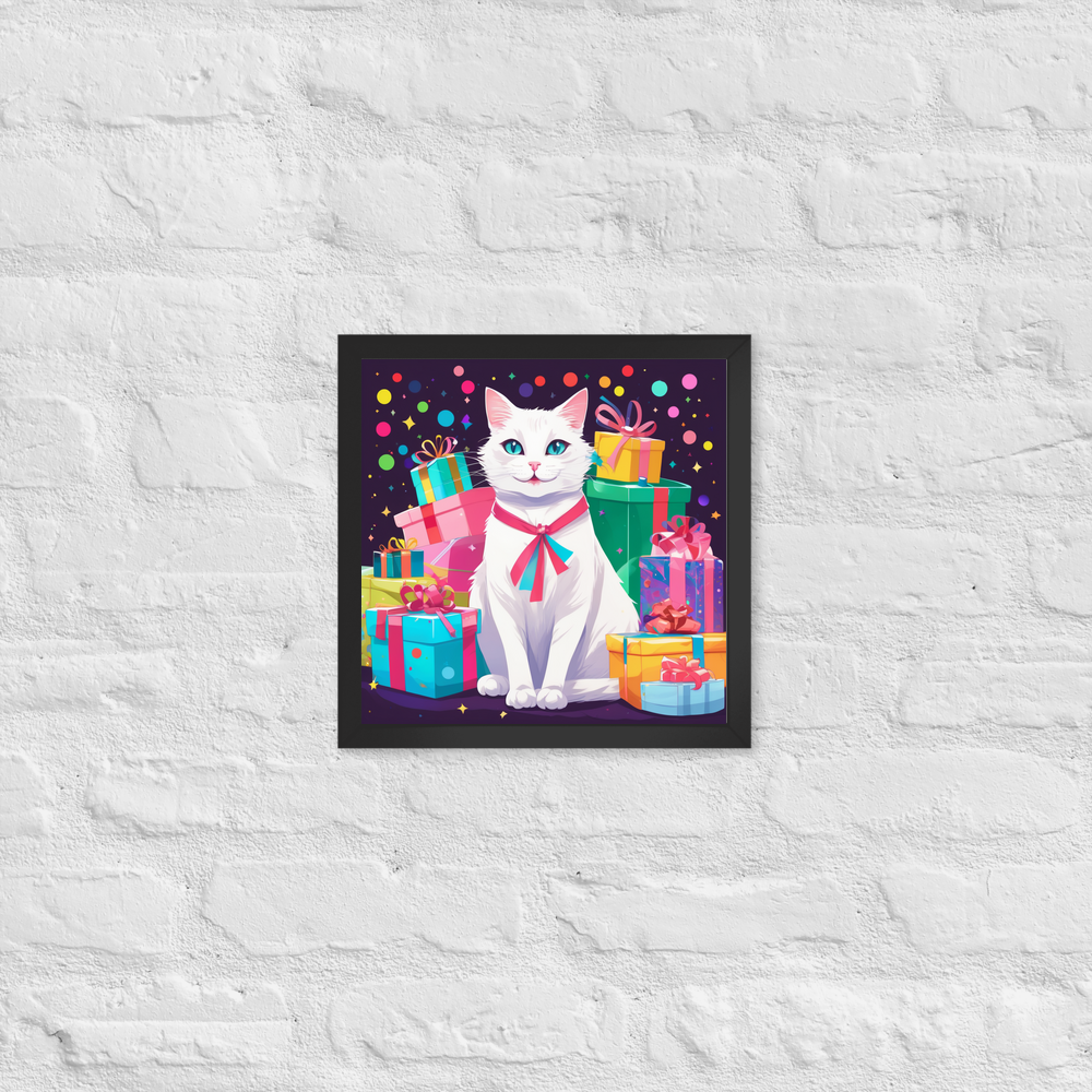 PugMug Custom White Companion Cat Framed Print