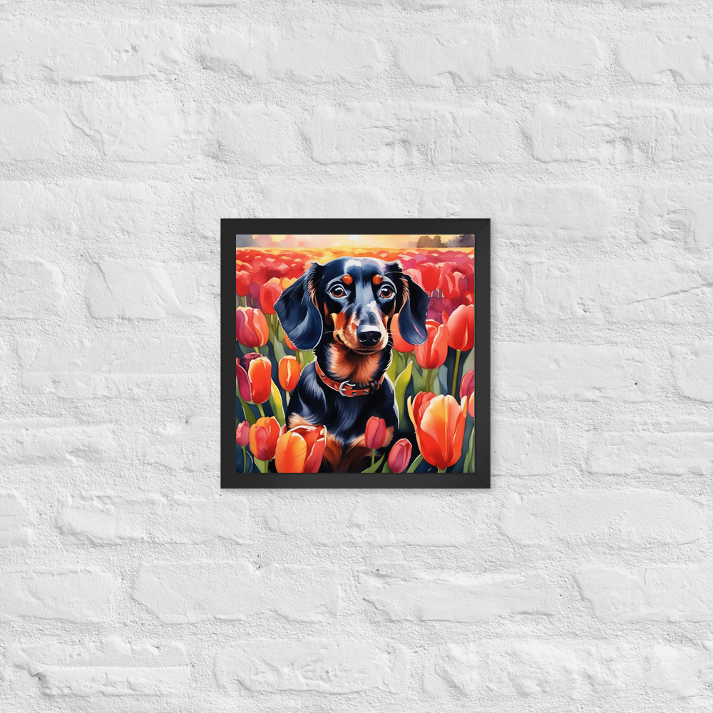 PugMug Custom Black Dachshund Framed Print