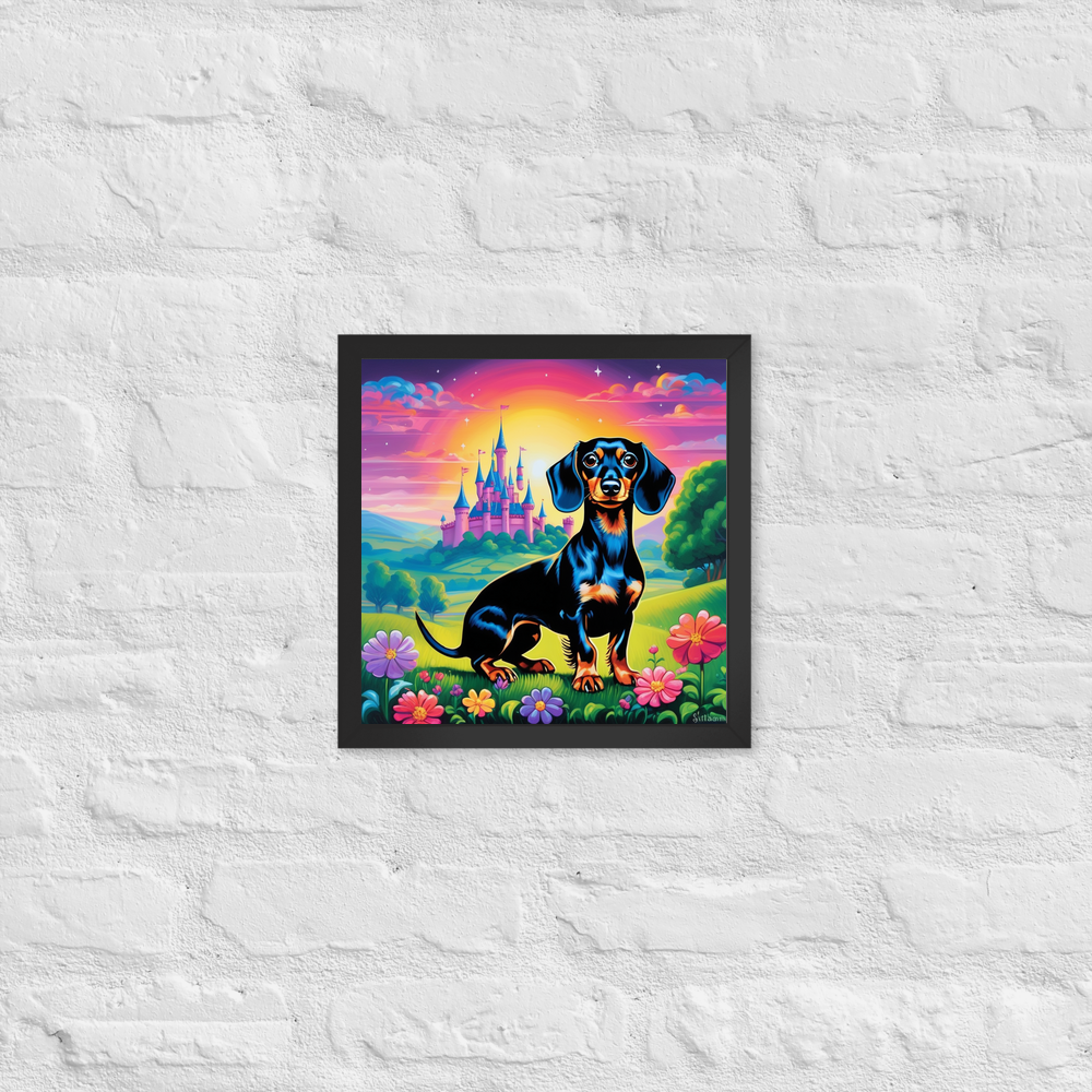 PugMug Custom Black Dachshund Framed Print
