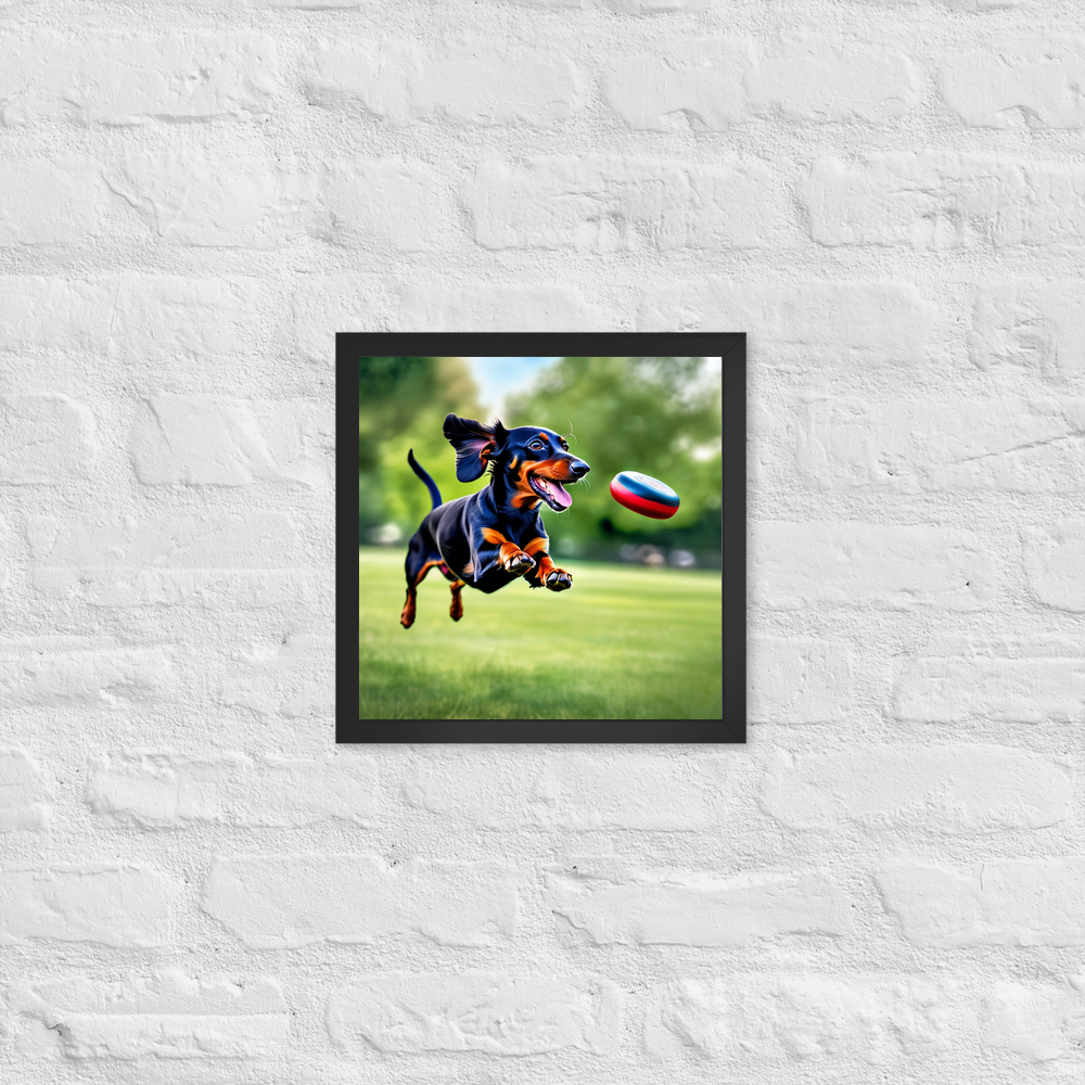 PugMug Custom Black Dachshund Framed Print