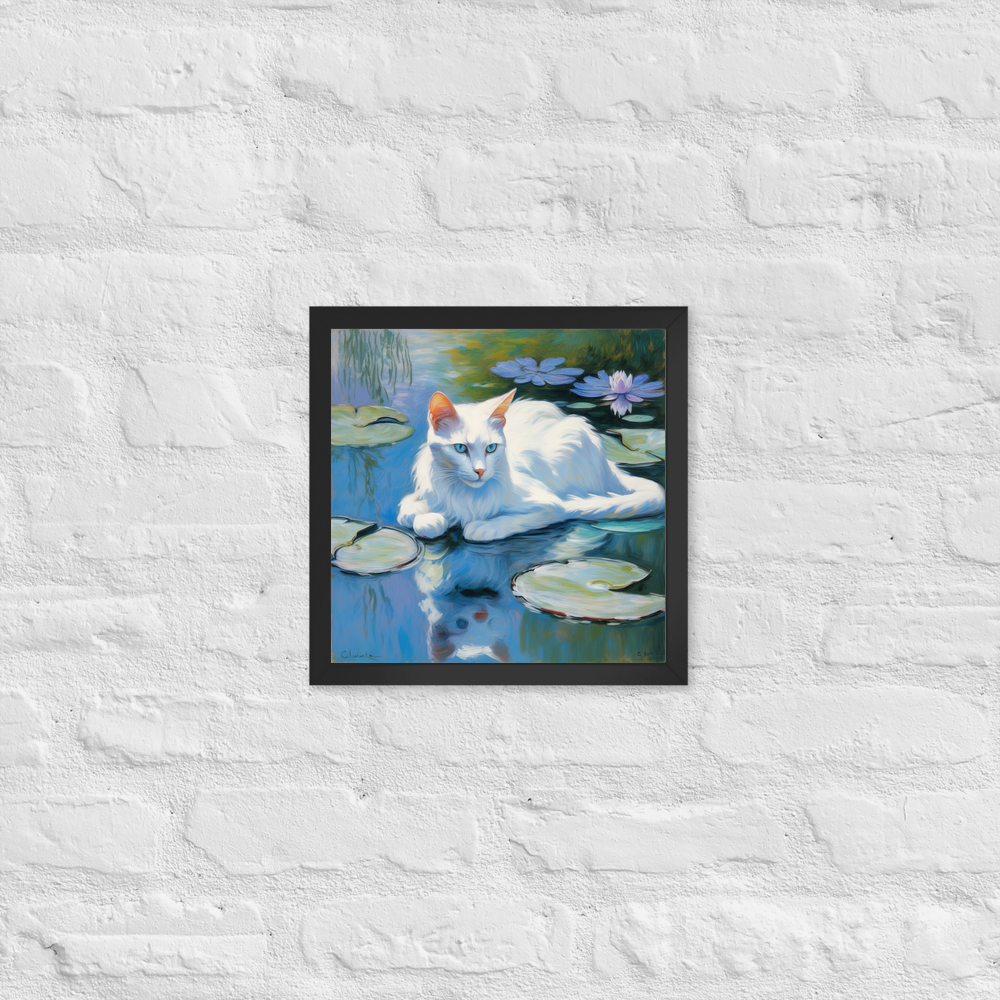 PugMug Custom White Companion Cat Framed Print