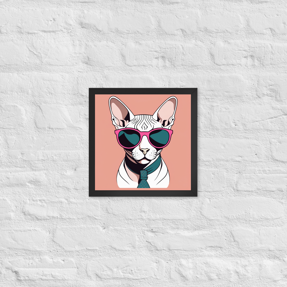 PugMug Custom White Sphynx Cat Framed Print