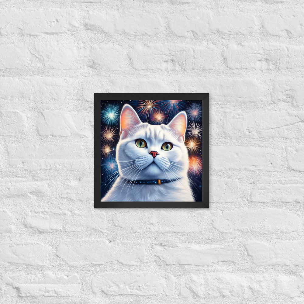 PugMug Custom White British Shorthair Cat Framed Print