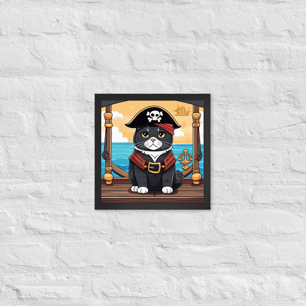 PugMug Custom Black Scottish Fold Cat Framed Print